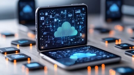 Cloud Computing Concept with Tablet and Networked Devices