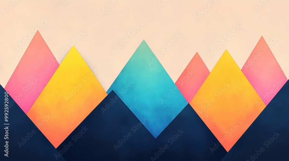 Poster dive into a vibrant world of 2d triangular shapes that adds depth and modern flair to any background
