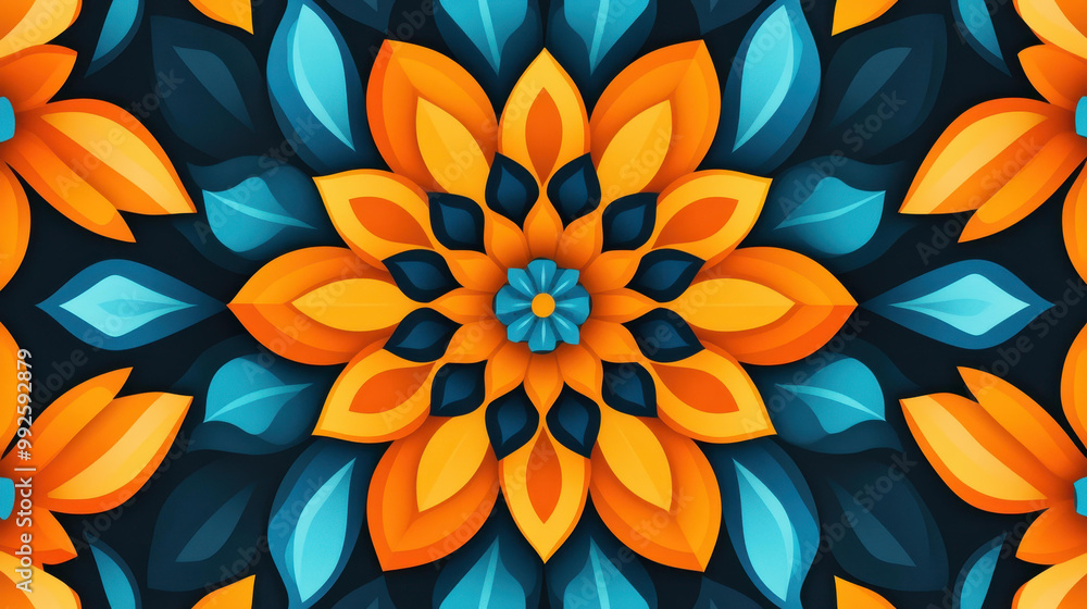 Poster Dive into a vibrant world of colors with this mesmerizing kaleidoscope pattern, perfect for a bold and playful design.