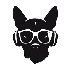 dog head is wearing a sunglass Silhouette Vector illustration