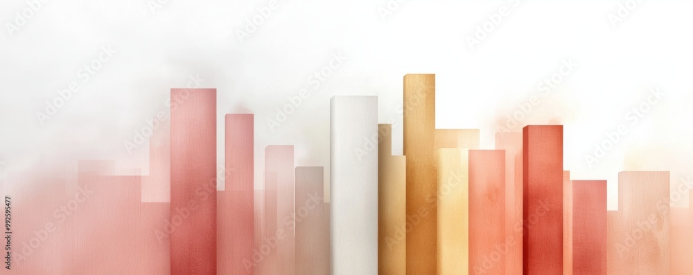 Poster an abstract composition of colorful vertical bars emerging from a smoky background, ideal for modern