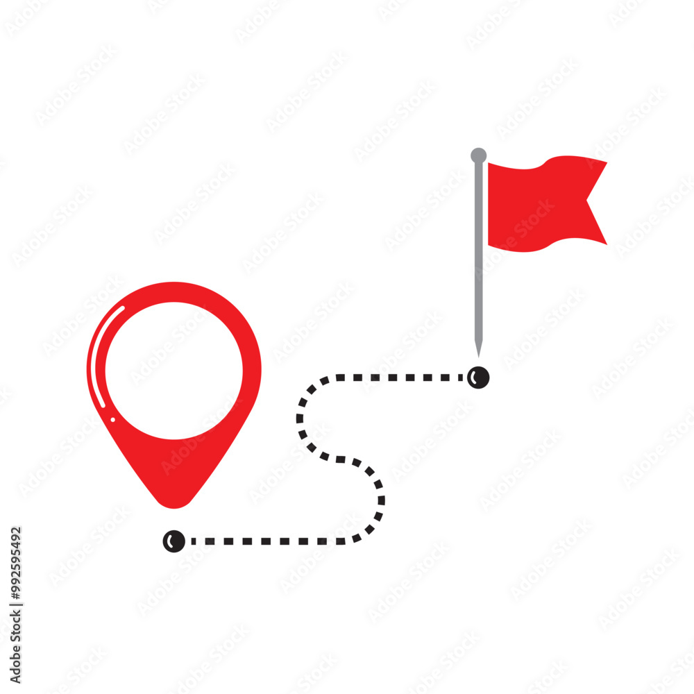 Aufkleber journey path line icon route. road flag point simple marker location vector design travel illustrati