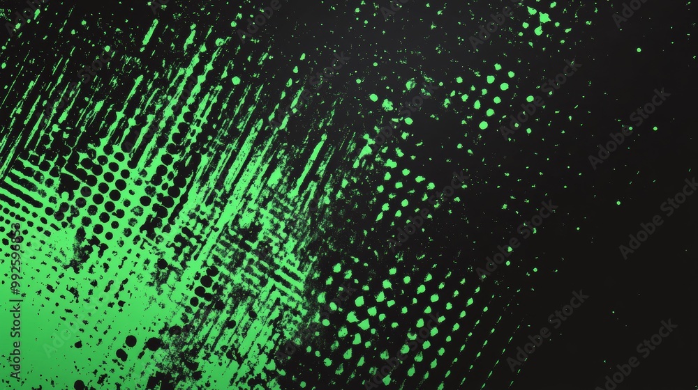 Aufkleber black and green halftone background with grungy dots