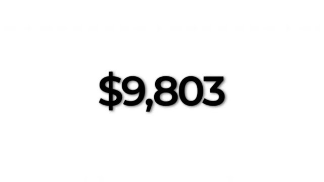 Decrease Money Animation, Earning 10K Dollar with White Background