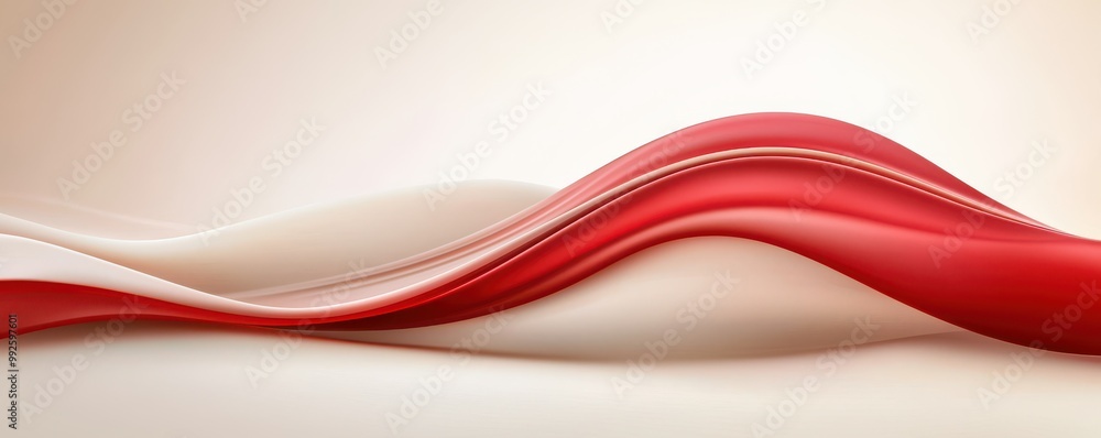 Poster elegant wave design featuring soft red and beige colors, perfect for backgrounds or abstract art app