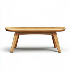 Fototapeta premium A minimalist wooden bench featuring rounded edges and a natural finish. Designed with clean lines and a simple aesthetic for modern interiors.