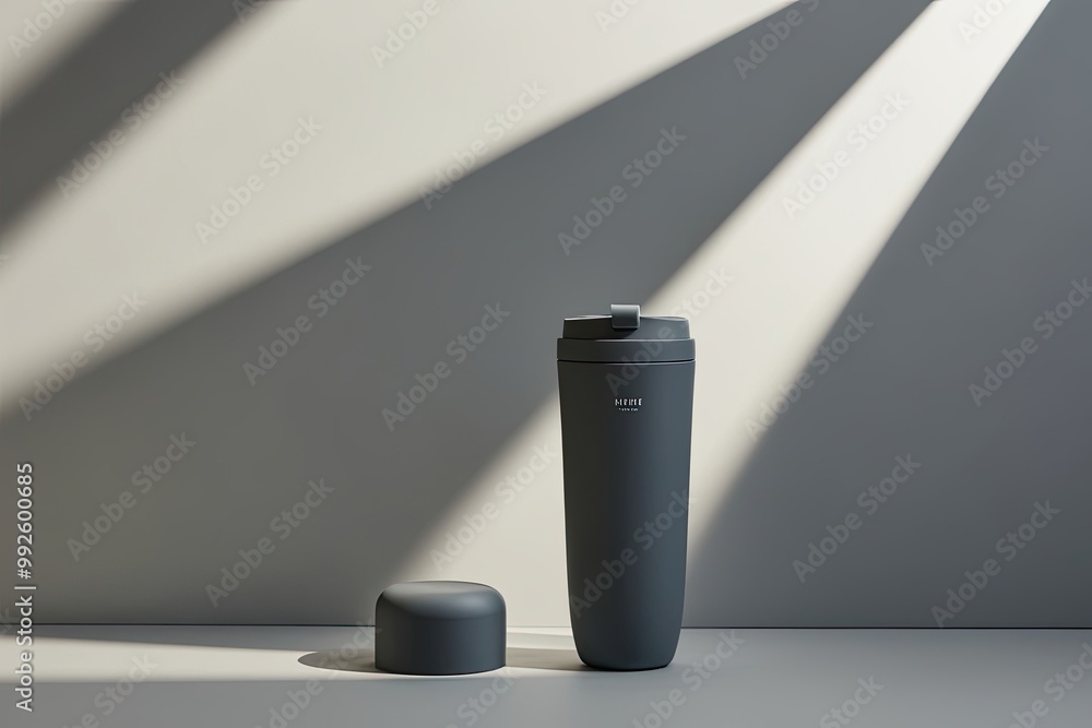 Poster original background image featuring soft light and shadows in light gray tones for product presentat