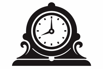 

Vintage Clock Silhouette, Old Decorative Clock Vector Illustration