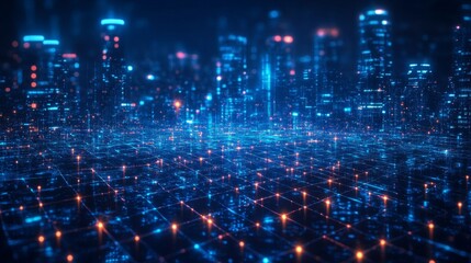 Obraz premium Digital Cityscape: A Network of Information