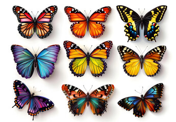 Obraz premium set of colorful butterflies isolated on white