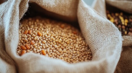 A close-up of a grain bag with nutritional information, emphasizing health-conscious choices.