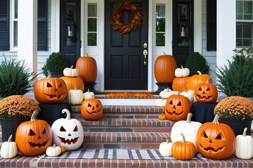 Halloween Pumpkins and Jack o' Lanterns for Seasonal Porch Decor
