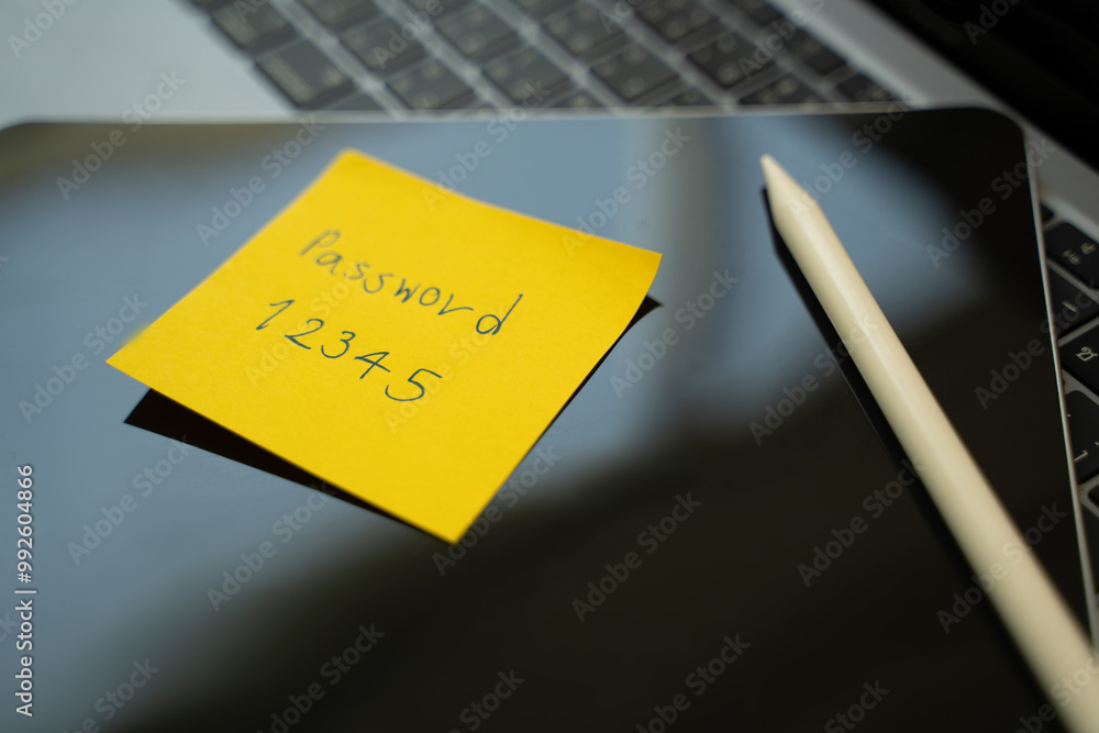 Poster password protection note paper on computer password security and data security protection password p