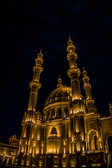 Capture of Heydar Mosque in Baku, Azerbaijan. Religion and Hospitality Concept. Religious Travel. Islam.