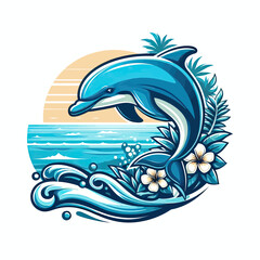 Vector dolphin jumping out of the water