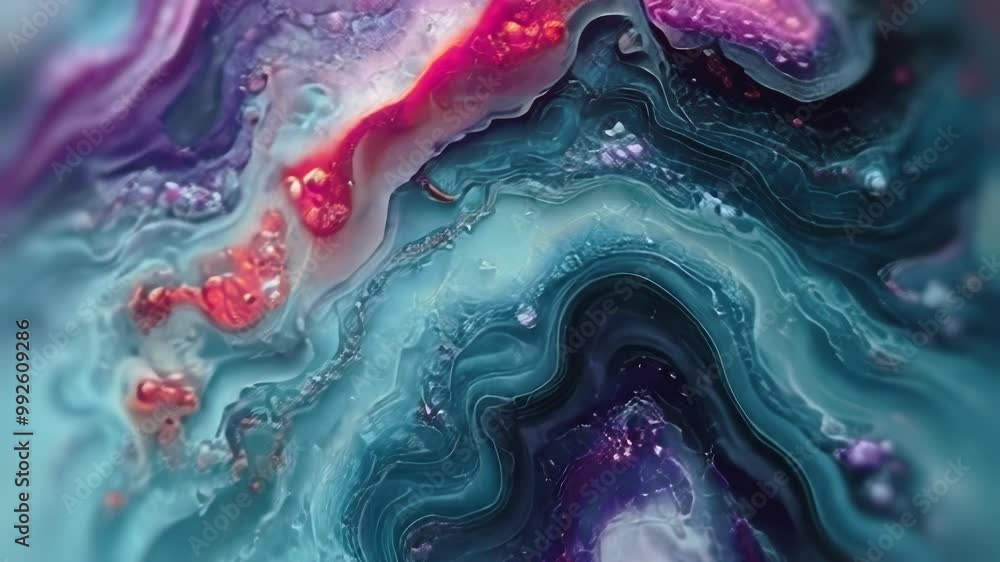 Aufkleber curved lines of magical fluid flow with a gradient of pink, purple and blue. soft light accents crea