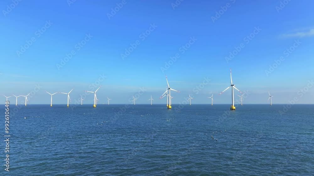 Sticker wind turbines in the sea