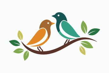 Love two Birds sitting on branch vector design.

