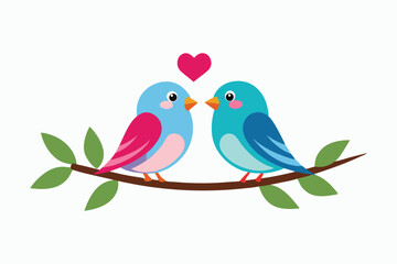 Love two Birds sitting on branch vector design.
