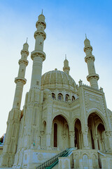 Fototapeta premium Capture of Heydar Mosque in Baku, Azerbaijan. Religion and Hospitality Concept. Religious Travel. Islam.
