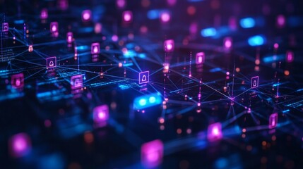 Abstract Digital Network With Glowing Nodes and Lines