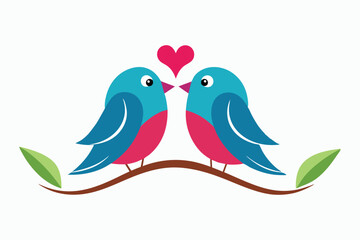 Love two Birds sitting on branch vector design.
