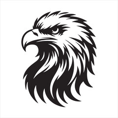 Eagle head silhouette vector illustration, head stylized logo