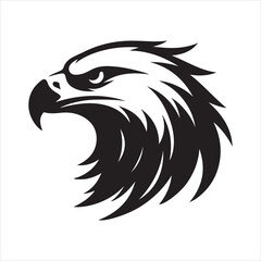 Eagle head silhouette vector illustration, head stylized logo