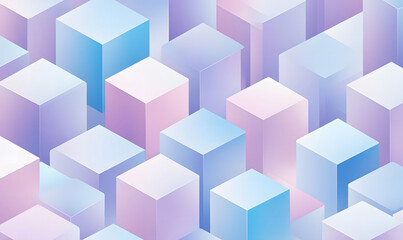 Pastel Cubes with Soft Gradient Lighting in 3D Geometric Patterns Design