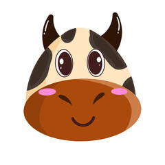 cartoon cow head illustration with funny expression
