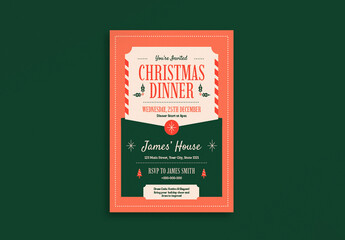 Pink Christmas Dinner invitation