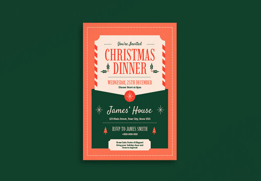 Pink Christmas Dinner invitation
