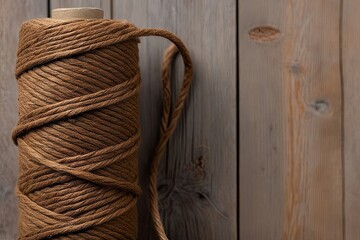 Obraz premium Detailed Closeup of Braided Brown Twine for Rustic Craft Projects and Decor