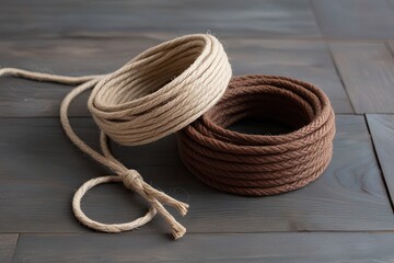 Obraz premium Eco-Friendly Sustainable Twine Choices Braided Cotton and Jute Cords Brown