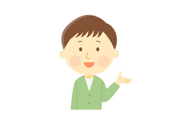 笑顔で紹介する男性