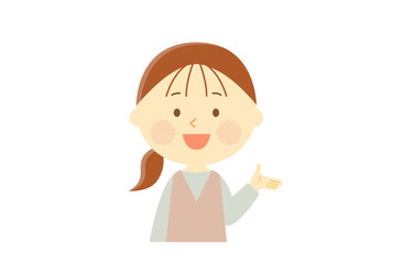 笑顔で案内する女性のイラスト