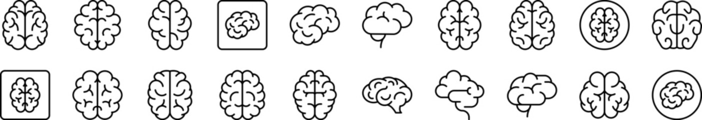 Brain Collection of Thin Icons. Editable Stroke. Suitable for Web Sites, Books, Cards, Apps