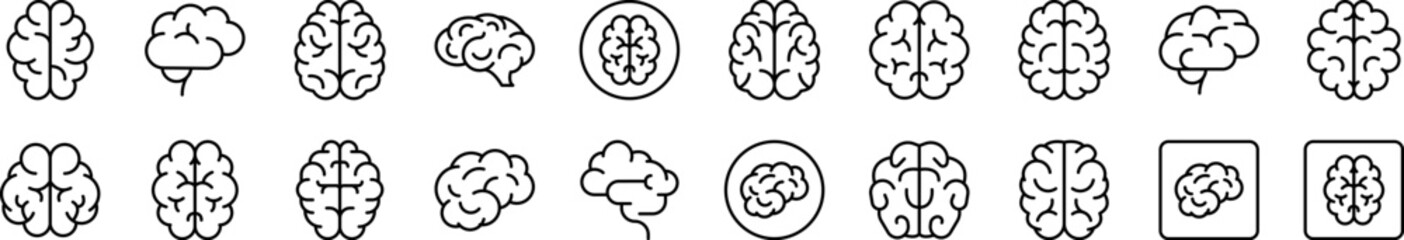 Brain Collection of Thin Icons. Editable Stroke. Suitable for Web Sites, Books, Cards, Apps