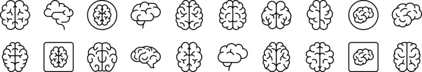 Brain Bundle of Thin Icons. Editable Stroke. Suitable for Web Sites, Books, Cards, Apps