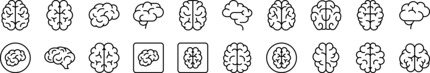 Brain Related Icon Set. Editable Stroke. Suitable for Web Sites, Books, Cards, Apps