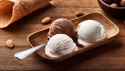 Various ice creams on the top view table