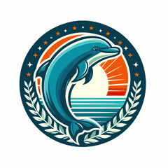 Naklejka premium Vector dolphin jumping out of the water
