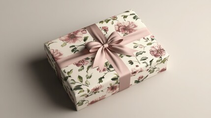 beautifully designed gift box featuring a floral pattern, with a minimalist background