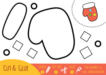 Education paper game for children, Christmas Mitten.
