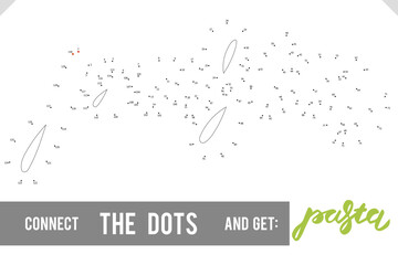 Lettering Word Pasta by dot to dot for children and adults