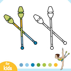 Coloring book for kids, Rhythmic gymnastic juggling clubs