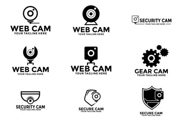 Cam Set Logo design, collection of cam security logo template vector