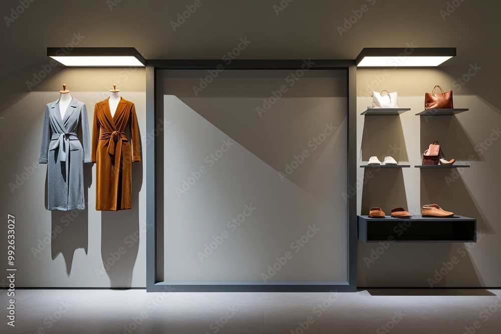 Aufkleber elegant warm grey display framework for merchandise showcase with light and shadow effects on minima