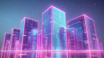 Naklejka premium Futuristic Cityscape Technology Concept