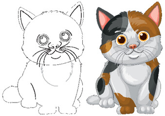 Cute Calico Cat Illustration